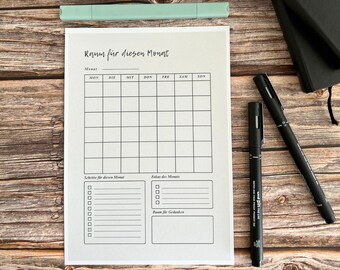 Monatsplaner – Achtsame Monatsübersicht | Printable PDF Planner