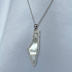 Parelmoer Palestina kaart kristal sterlingzilveren ketting | Falastin-kaart luxe sieraden | Palestijns cadeau voor haar | Opbrengst gedoneerd