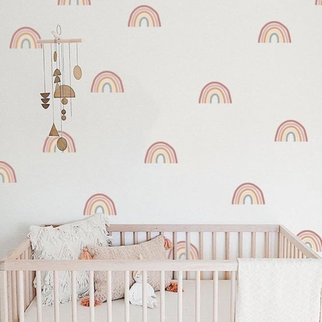 Rainbow Wall Decals - Hand Drawn Rainbow Wall Sticker, Boho Rainbow ...