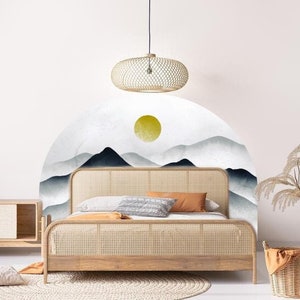 Mountains and Sun Arch Wall Decal: Nature Wall Sticker h211