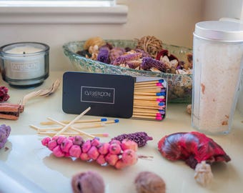 Personalized Metal Matchbox | 50 Long Safety Matches | Custom Engraved Match Case | Luxury Candle & Fireplace Accessory