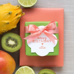 Letterpress Gift Tags with Personalized Name Custom Birthday Gift Tag Design T228 image 1