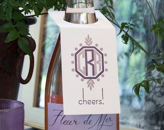 Letterpress Wine Tags with Personalized Name | Custom Celebration Gift Tag | Design WT380