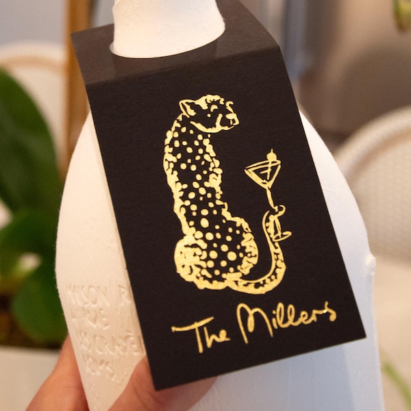 Foil Wine Tags with Personalized Name | Custom Celebration Gift Tag | Design WT560
