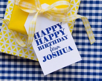 Letterpress Gift Tags with Personalized Name | Custom Birthday Gift Tag | Design T12