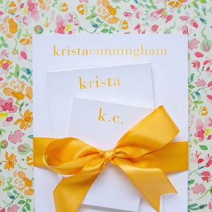 Shaded Yellow Notepad Set with Personalized Name Custom Name Notepads Comes ready to gift with a bow image 1