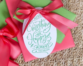 Letterpress Gift Tags with Personalized Name | Custom Christmas Gift Tag | Design T409