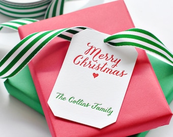 Letterpress Gift Tags with Personalized Name | Custom Christmas Gift Tag | Design T104