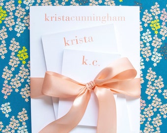 Shaded Orange Notepad Set with Personalized Name | Custom Name Notepads | Comes ready to gift with a bow!