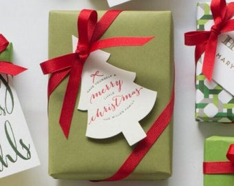 Letterpress Gift Tags with Personalized Name | Custom Christmas Gift Tag | Design T87