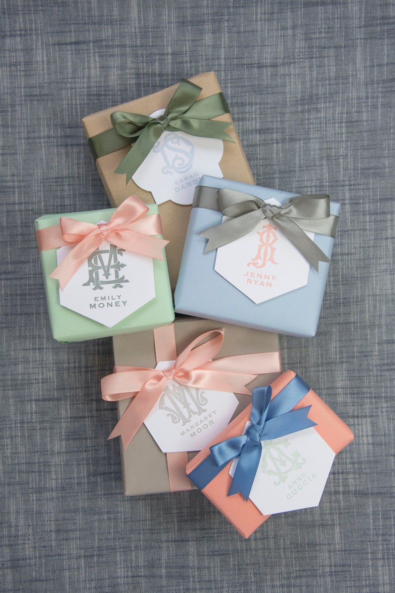 Letterpress Gift Tags with Personalized Monogram Custom Monogram Gift Tag Design T237 image 4