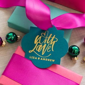 Foil Gift Tags with Personalized Name | Custom With Love Gift Tag | Design T282