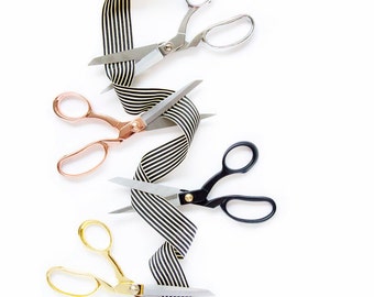 Four Pairs of Metallic Scissors | Gold . Rose Gold . Matte Black . Silver