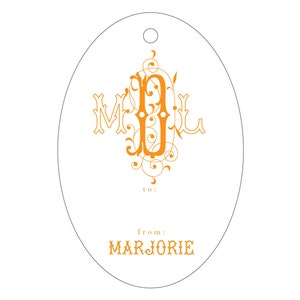 Letterpress Gift Tags with Personalized Monogram Custom Monogram Gift Tag Design T56 image 4