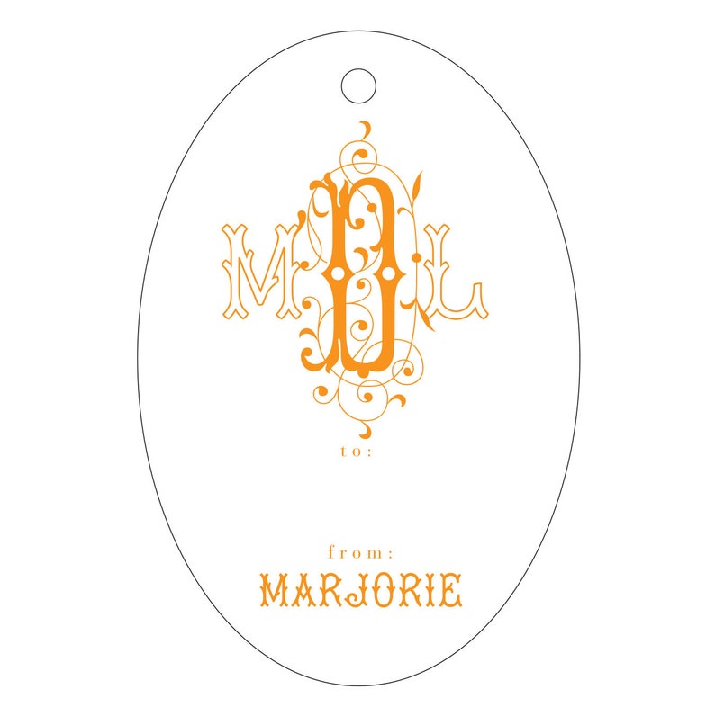 Letterpress Gift Tags with Personalized Monogram Custom Monogram Gift Tag Design T56 image 4