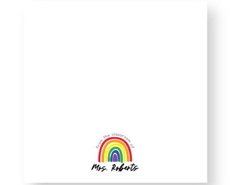 Rainbow Notepad with Personalized Last Name | Custom Teacher Name Notepad | NP-176