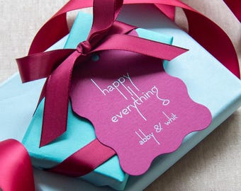 Foil Gift Tags with Personalized Name | Custom Happy Everything Gift Tag | Design T583