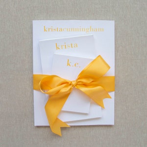 Shaded Yellow Notepad Set with Personalized Name Custom Name Notepads Comes ready to gift with a bow image 2