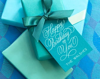 Foil Gift Tags with Personalized Name | Custom Happy Birthday Gift Tag | Design T533