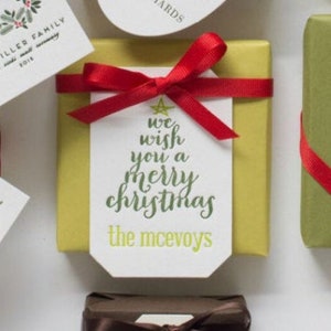 Letterpress Gift Tags with Personalized Name Custom Christmas Gift Tag Design T48 image 3