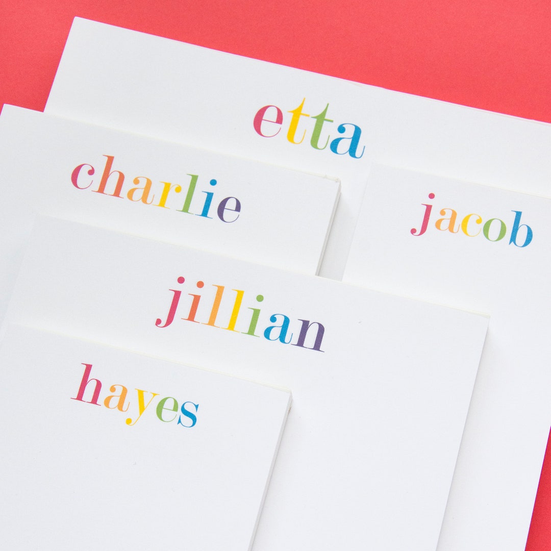 Personalized Rainbow Notepad: Custom Colorful Name, Birthday Gift - Etsy