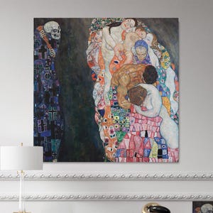 Klimt Death and Life Canvas Prints - Symbolic Masterpiece, Vibrant Wall Art for Artistic Home or Thoughtful Office Decor