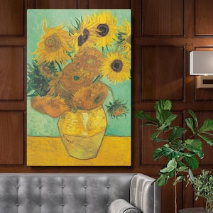 Vaso con dodici girasoli, tela da parete - Van Gogh 1888-1889, fiori gialli iconici, decorazione artistica perfetta per la casa o la galleria
