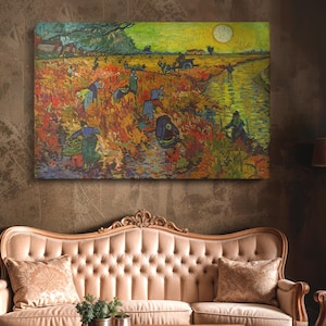 The Red Vineyard Canvas Wall Prints - Vincent van Gogh Famous Painting, High-Quality Canvas for Home, Office, or Dining Room Decor