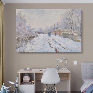 Snow at Argenteuil Canvas Wall Art - Claude Monet Painting, High-Quality Canvas Prints for Winter-Themed Home or Artistic Office Decor