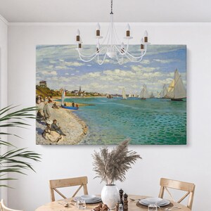 Regatta at Sainte-Adresse Canvas Wall Art - Claude Monet Painting, High-Quality Framed Canvas for Coastal Home or Gift Ideas