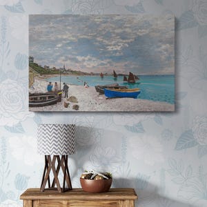 The Beach at Sainte-Adresse Canvas Prints - Claude Monet Painting, High-Quality Wall Canvas for Nautical or Coastal Home Decor