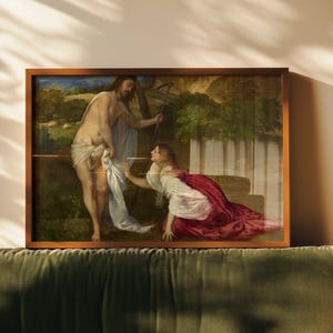 Noli Me Tangere by Titian religious Renaissance masterpiece turned into high-quality canvas wall art print for elegant home decor