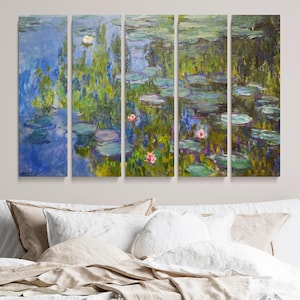 Claude Monet Water Lilies Canvas Prints - Famous Painting, High-Quality Wall Canvas for Nature-Inspired Bedroom or Living Room Decor