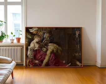 Samson and Delilah wall canvas art by Peter Paul Rubens Baroque biblical masterpiece dramatic old master painting for elegant home decor