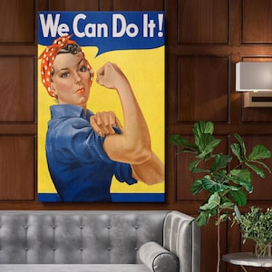 Rosie the Riveter Canvas Print- Iconic World War II Poster Featuring Strong Female Worker, Inspirational Wall Decor for Office or Gallery