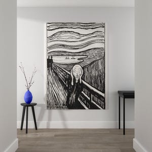 The Scream Canvas Wall Art - Edvard Munch 1895 Iconic Masterpiece with Swirling Sky, Artistic Decor for Bedroom or Modern Gallery
