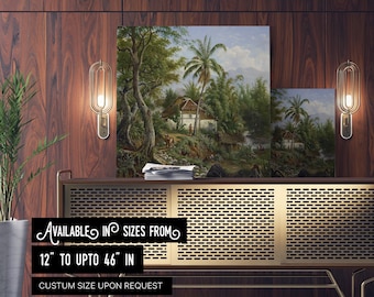 Landschap in Nederlands-Indië Canvas Wall Art - 19th Century Dutch Landscape Painting, Colonial Nature Print for Home or Office Decor