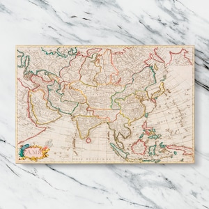 Antike Asien Karte Wand Leinwand Reproduktion von Guillaume De L’Isle 1723 Vintage Asiatische Geographie Dekor alte Kartographie Druck für Studium oder Heim