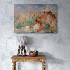 Renoir Girls in the Grass Canvas - Vibrant Bouquet Arrangement, Impressionist Art for Elegant Living Room or Bright Dining Room Decor