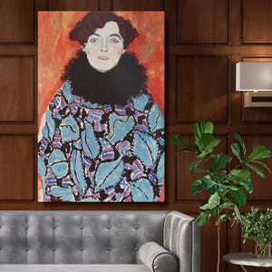 Portrait of Johanna Staude Canvas Wall Print by Klimt - 1917 Sophisticated Art for Elegant Bedroom Study or Artistic Gallery Decor