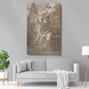 The Muse Erato Framed Canvas Wall Art – Classical Mythological Artwork of Love and Poetry for Elegant Home, Office, or Study Room Decor