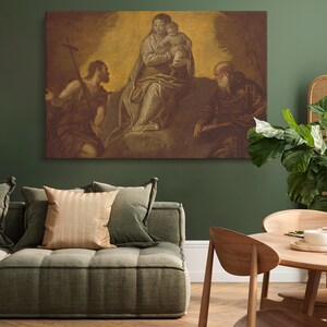 Virgin and Child with Saints Canvas Wall Art – Follower of Veronese Religious Renaissance Painting, Museum Print for Home or Chapel Decor