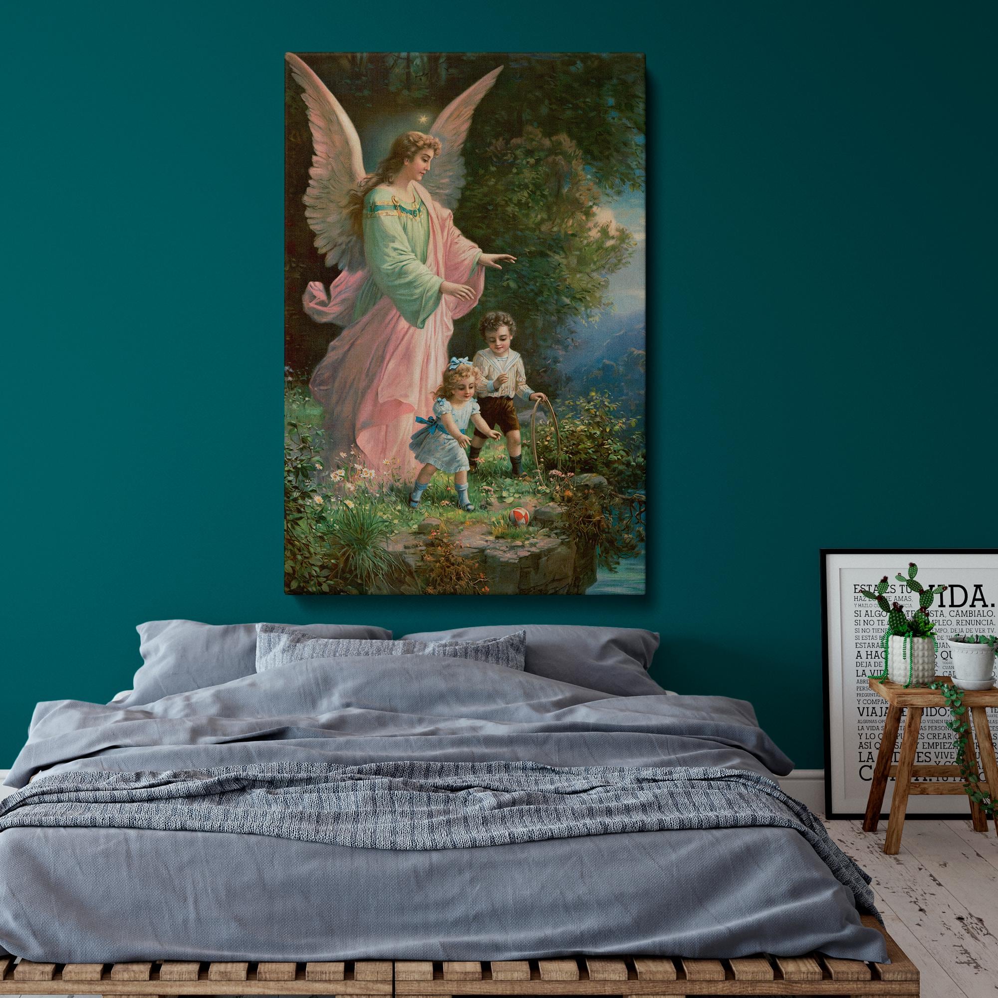 守護天使の壁掛けキャンバス - 1914 年のヴィンテージ、子供たちを