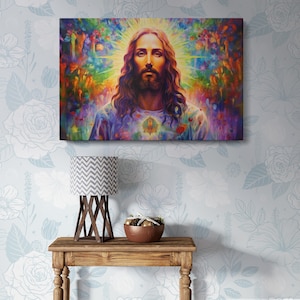 Psychedelische kunst schilderij canvas muurkunst – Levendige spirituele kunstwerken, trippy kleurrijke fine-art print voor meditatieruimte of kantoorinrichting