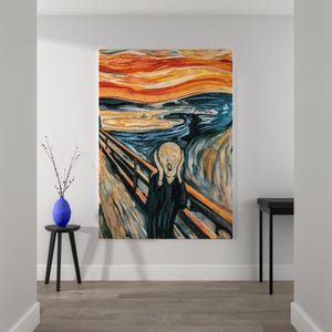 The Scream Canvas Wall Art - Edvard Munch Iconic Expressionist Masterpiece, Dramatic Wall Decor for Sophisticated Study or Modern Office