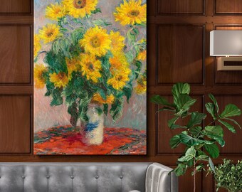 モネ「ひまわりの花束、1880年」ギャラリーラップキャンバスウォール