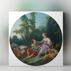 Are They Thinking About the Grape? Canvas Wall Art - François Boucher Rococo Scene, Elegant Decor for Gallery or Art Lover’s Home