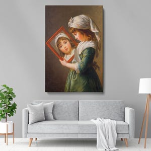 Julie Le Brun Mirror Canvas Wall Art - Elisabeth Louise Vigée Le Brun Vintage Portrait, Sophisticated Decor for Bedroom or Gallery