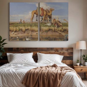 Banks of the Nile Wall Canvas - Egyptian Landscape Scene, Historic High-Quality Canvas for Artistic or Rustic Living Room Decor