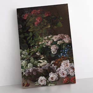 Spring Flowers Canvas Wall Art by Monet - 1864 Still Life Painting Perfect for Artistic Kitchen Dining Room or Study Wall Decor